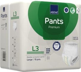 Abena Pants L3 Large Waist 100 140cm Unisex 2400ml White/ Green Stripe