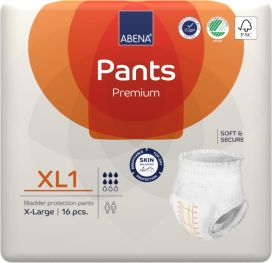 Abena Pants Xl1 X Large Waist 130 170cm Unisex 1400ml White/ Orange Stripe