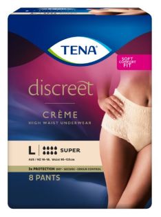 Tena Discreet Super Pant Large Waist 95 125cm Female 1010ml Cream