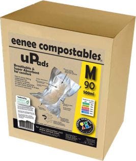 Eenee Upads Medium Unisex Compostable 6 10 Kg Medium 440x190mm Unisex 500ml