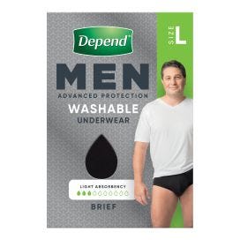 Depend Washable Underwear Brief Large Male 100ml Black