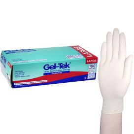 Gloves Geltek Latex Examination Powder Free Large Cream