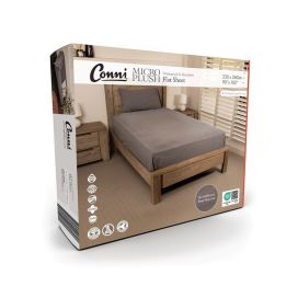 Conni Micro Plush Flat Sheet 230x260cm King Single Waterproof Charcoal