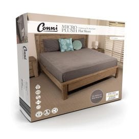 Conni Micro Plush Flat Sheet 275x260cm Queen Waterproof Charcoal