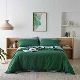 Staydry Linen Look Quilt Cover Set Olive Sb Single