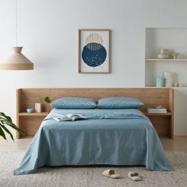 Staydry Waterproof Bamboo Fitted Sheet King Blue