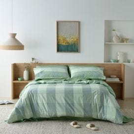 Staydry Waterproof Quilt Cover Set Sage Check Double Bed