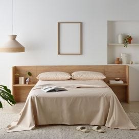 Staydry Bamboo Waterproof Sheet Set Single Bed Sand