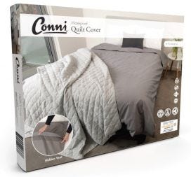 Conni Quilt Cover Queen Waterproof Charcoal